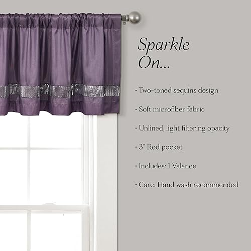 Miniatura 6 de Lush Decor Night Sky Cenefa con lentejuelas, 18 pulgadas de largo x 84 pulgadas de ancho, morado y plateado