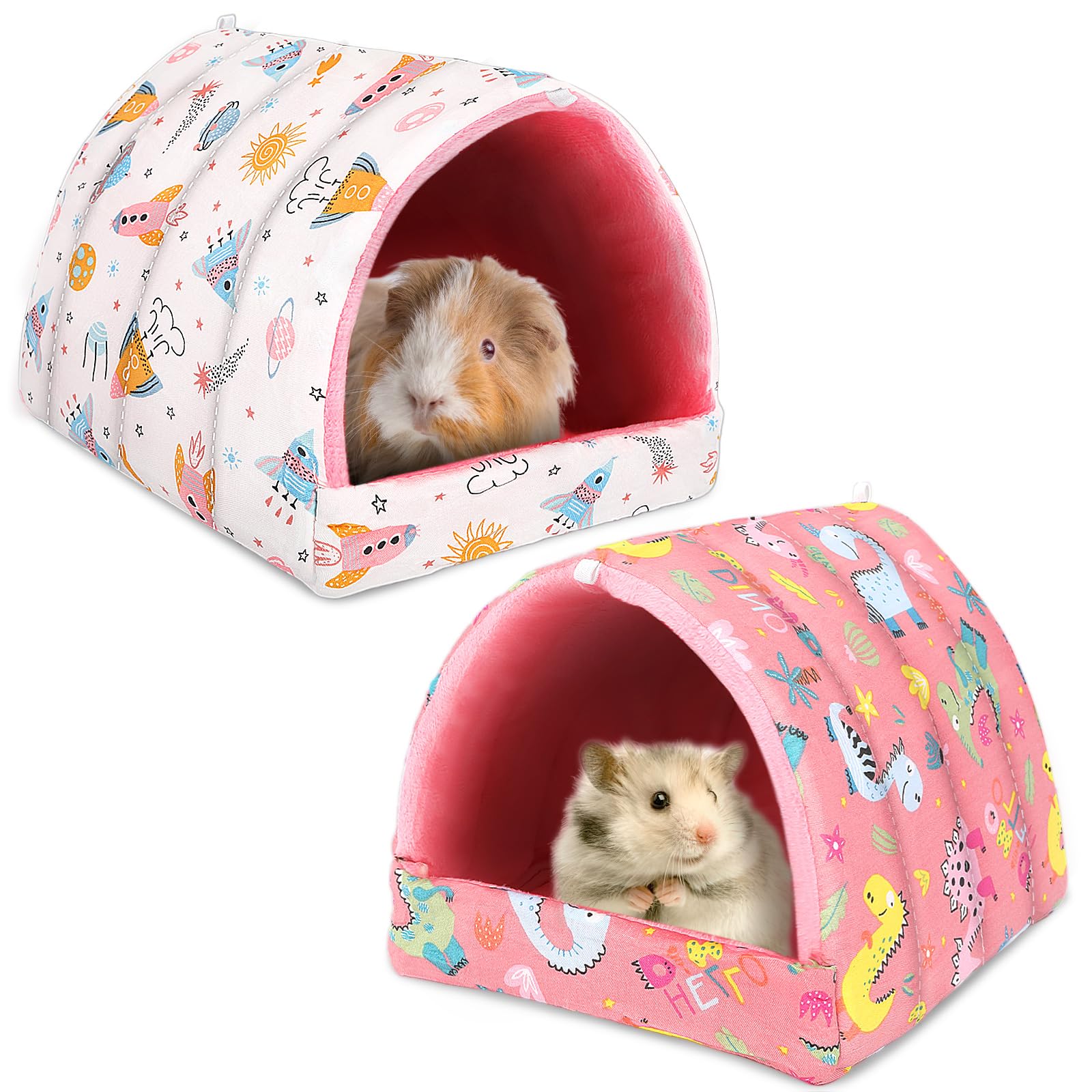 UPINS 2 Pack Guinea Pig Bed, Guinea Pig Hideout Washable Small Animal House Cage Accessories for Dwarf Rabbits Chinchillas Hamsters Hedgehogs Ferrets Bearded Dragons and Rats