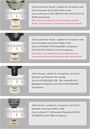 Miniatura 8 de Soporte de micrófono universal para micrófono, soporte de micrófono de grabación de araña, compatible con muchos micrófonos de condensador como Rode