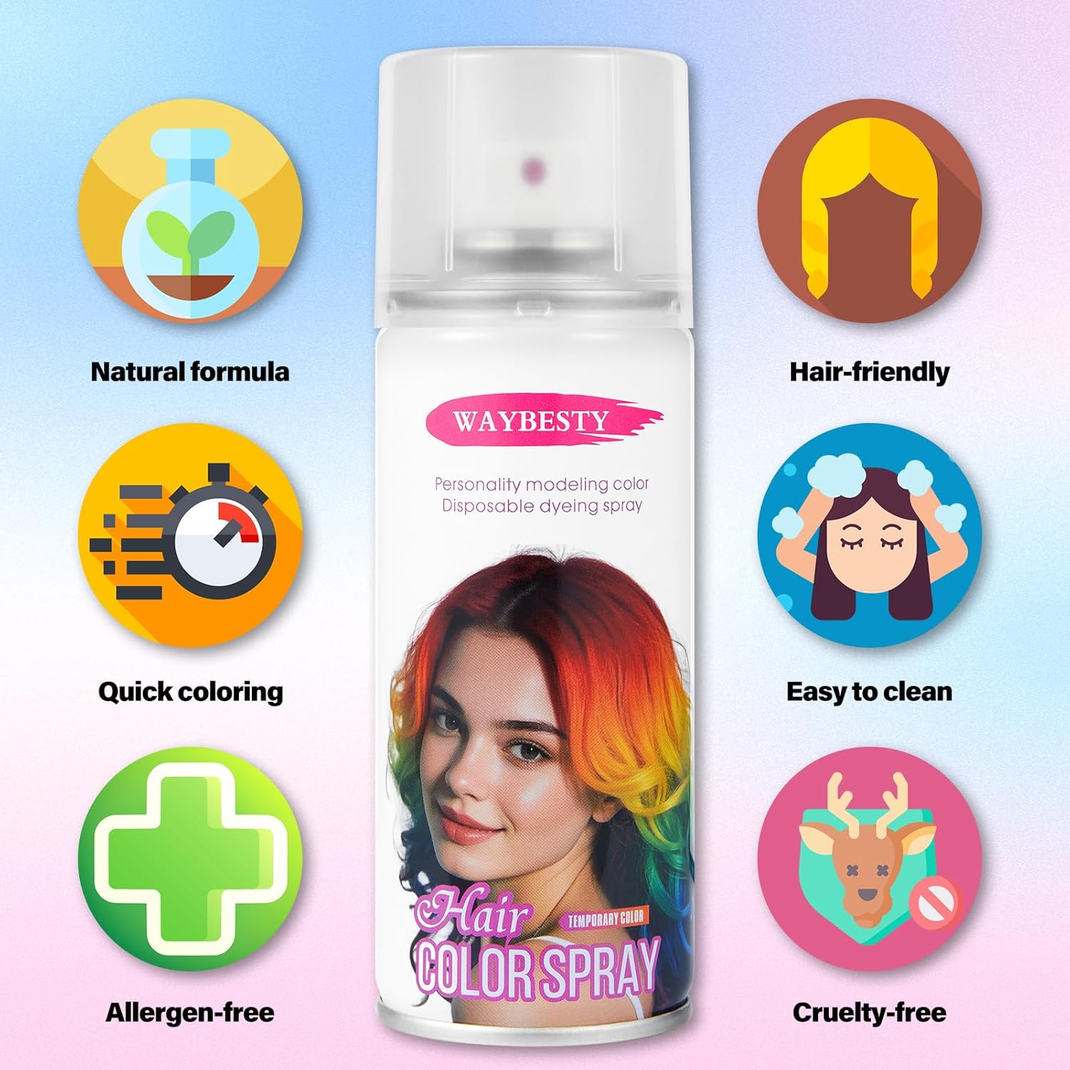 как выглядит Temporary Hair Color Spray - Washable, Non-Sticky, Kids Adults, Crazy Hair Day фото