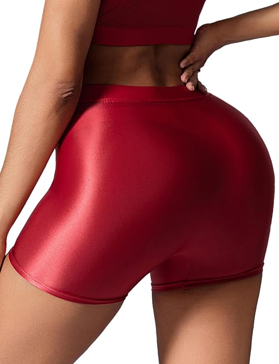 Kepblom Womens Shiny Metallic Rave Booty Shorts Hot Pants Dance Bottoms
