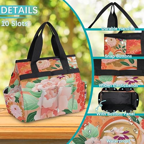 Miniatura 5 de Cartoon Flowers Patterns Garden Tool Tote Bag for Women Men Gardening Tool Storage Bags with 10 Pockets Standable Garden Home Tool Kits Organizer