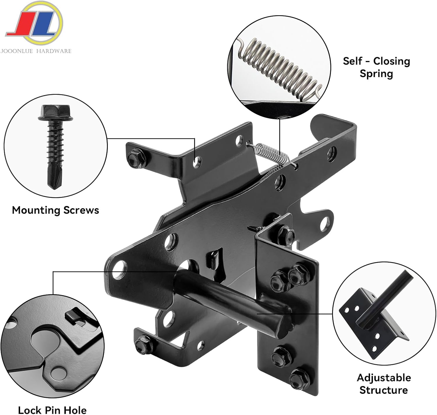 Self-Locking Gate Latch 1 Pack, Automatic Gravity Latch for Wooden/Metal Gates, Outdoor Fence Gate Lock with Weather-Resistant Finish, Universal Gate Hardware for Door & Vinyl Fence
