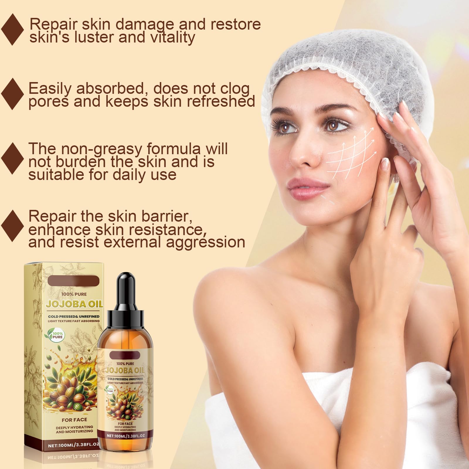 Organic Jojoba Oil Cold Pressed, 100% Pure World Natural Jojoba Oil Vegan for Skin Nails, Hand, Body and Face - Image 3