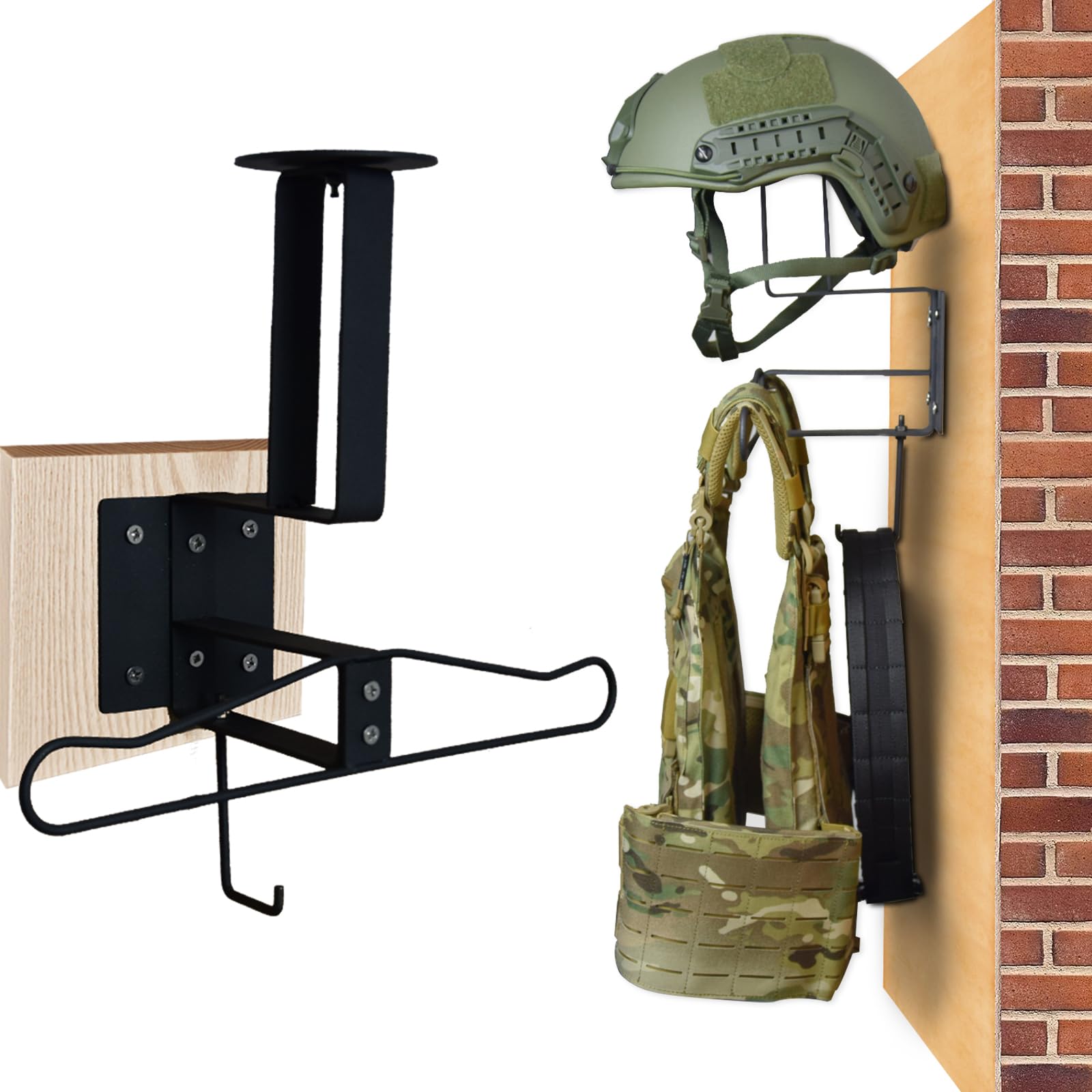 ULIONTAC Tactical Accessory Display Rack Ferrous with Helmet Holder Multipurpose Wall Mount Organizer for Motorcycle, Cycling, and Sports Gear