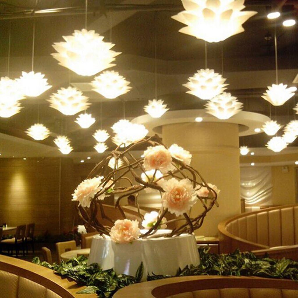 DIY IQ Jigsaw Puzzle Toy Lotus Flower Lamp Shade Ceiling Pendant for Room Decoration (White-2 Pack)