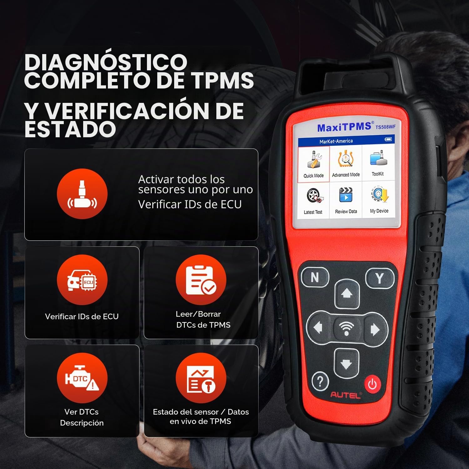Autel MaxiTPMS TS508WF: Versión WiFi 2026 de la Herramienta de Reaprendizaje TPMS TS508, Actualización de TS508 TS601 TS501 TS408 TS401, Programar MX-Sensores, Activar/Reaprender Todos los Sensores