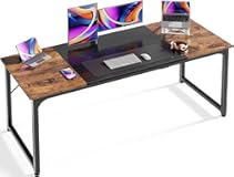 Huuger Computer Desk&comma; 63 Inch Office Desk&comma; Gaming Desk with Storage&comma; Writing Desk Work Desk for Home Office&comma; Study&comma; Modern Simple Desk&comma; Large Legroom&comma; Metal Frame&comma; Rustic Brown and Black