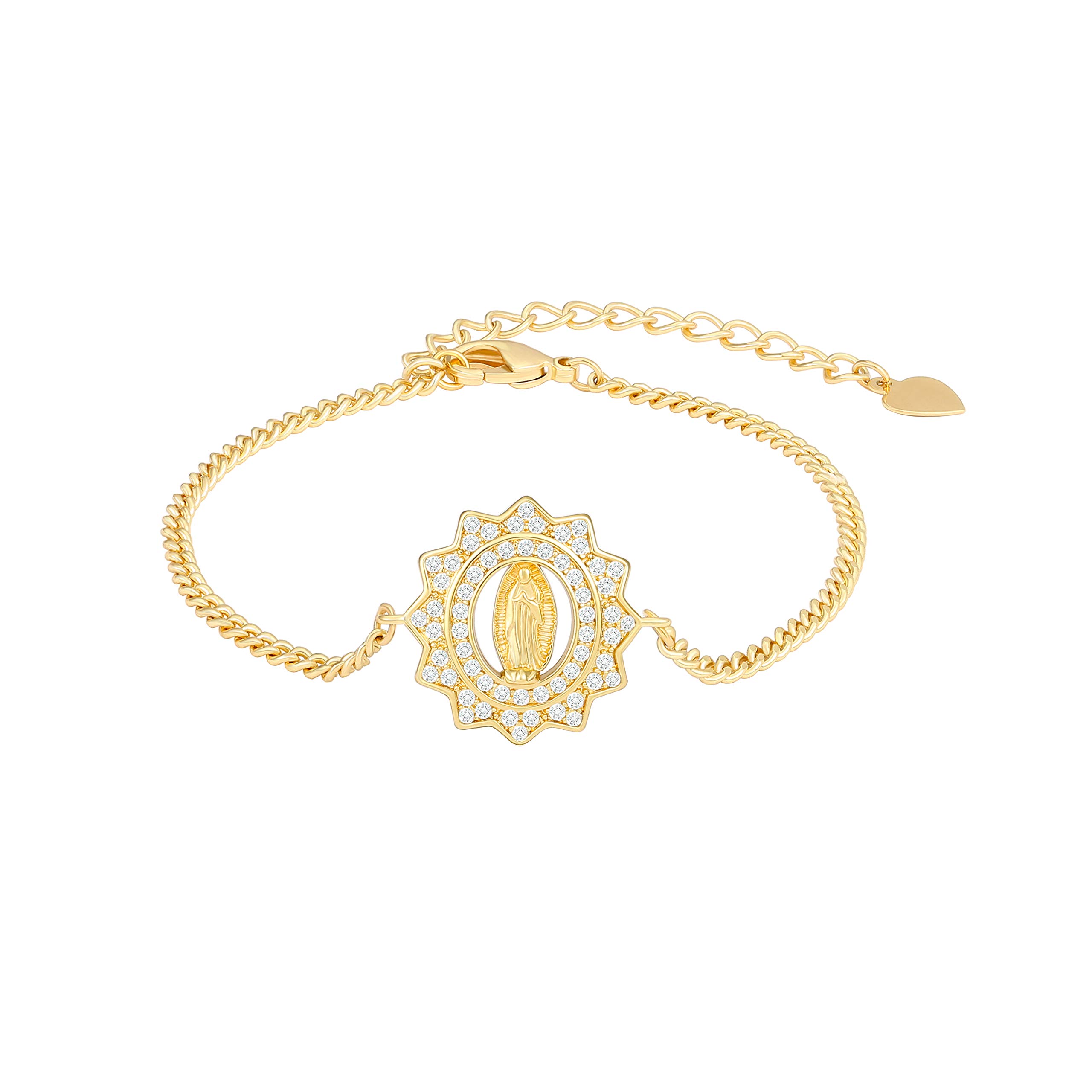 PERNNLA PEARLHamsa Chain Bracelet with Cubic Zirconia Lucky Charms 18K Gold Plated Adjustable Bracelet for Women …