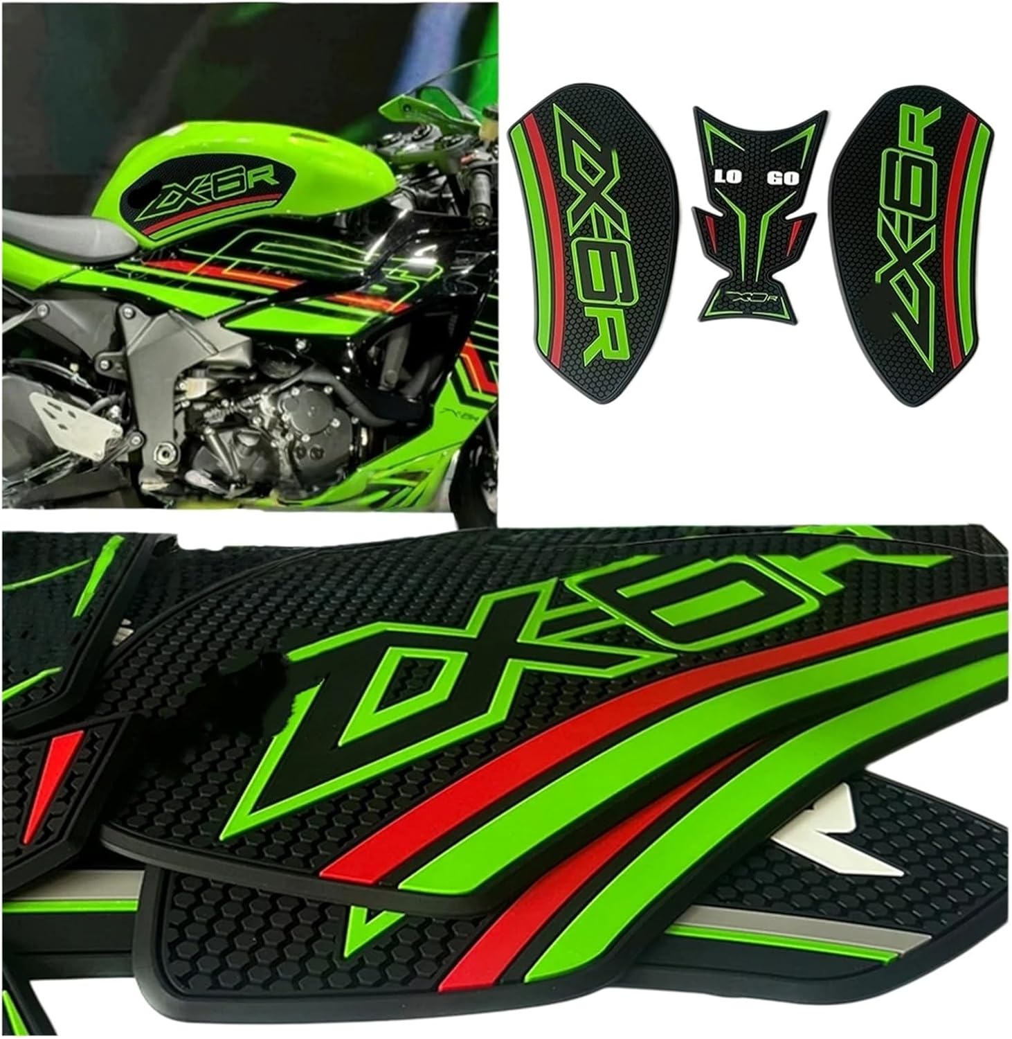 Motorcycle Tank Sticker for KAW&A&SAKI NIN&JA ZX-6R 2024- Motorcycle Sticker Anti-Slip Fuel Tank Pads 3D Side Gas Knee Grip Traction.