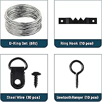 Vista 4 de Mr. Pen - Kit negro para colgar cuadros de 220 piezas, clavos, ganchos y herrajes