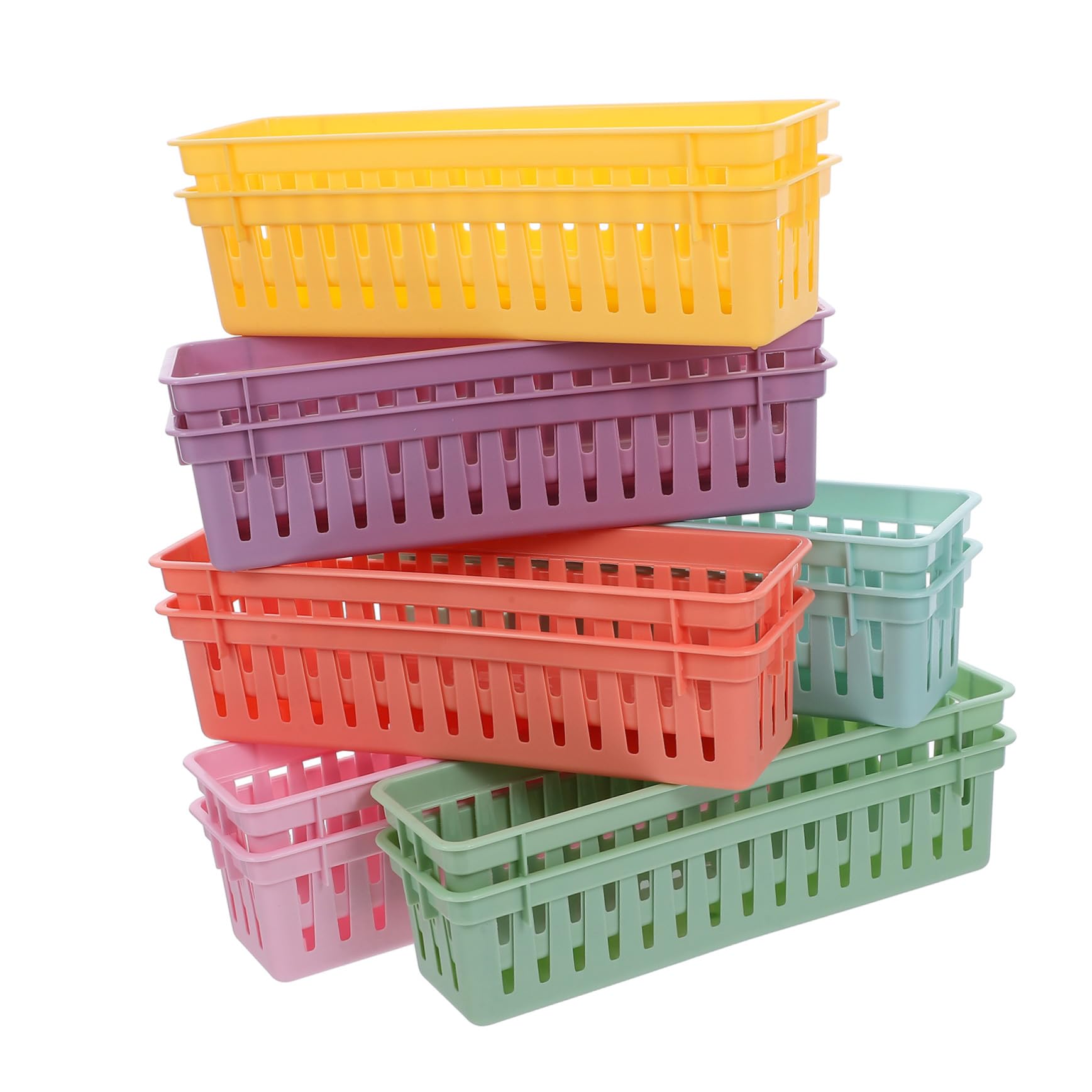 MAGICLULU 12 Pezzi Cesti Portaoggetti da Scrivania in Plastica Colorati per Organizzazione Classe e Ufficio Contenitori Porta Penne Matite e Pastelli in Tonalità per Organizzazione