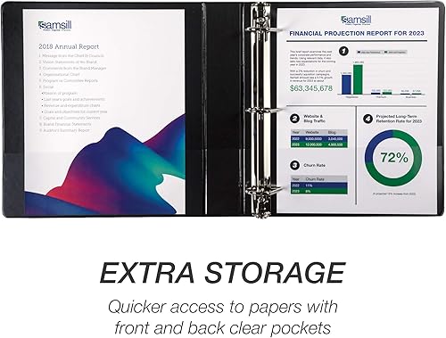 Miniatura 4 de Samsill Carpeta duradera de 1.5 pulgadas, fabricada en los Estados Unidos, carpeta de anillos en D, carpeta transparente personalizable, color
