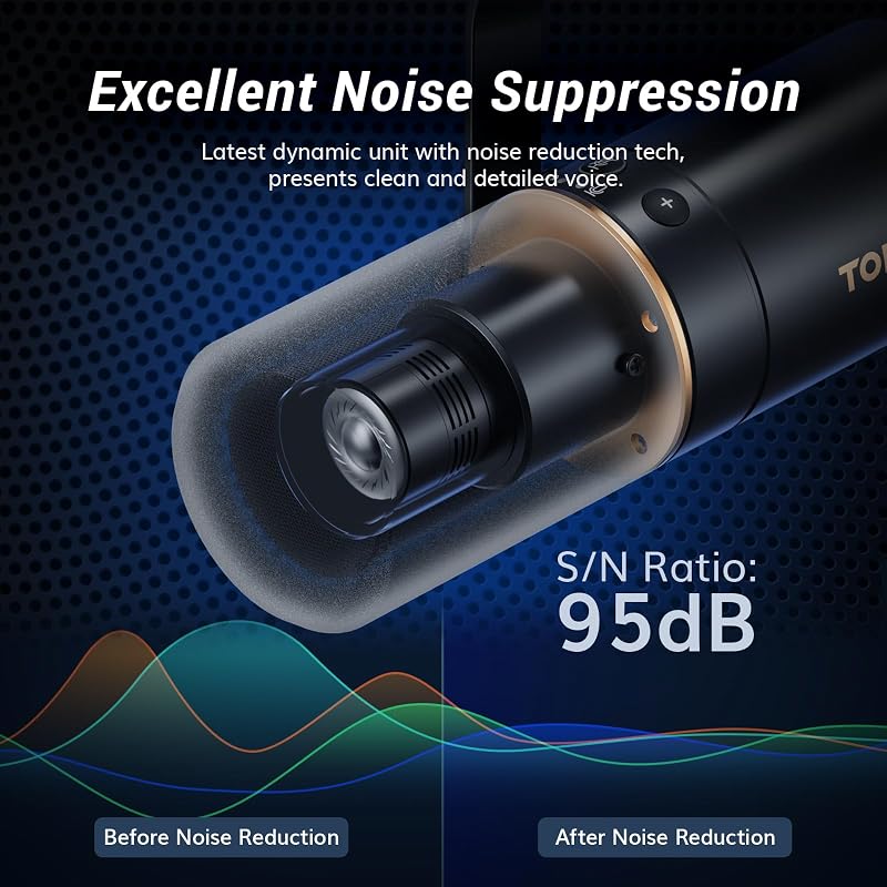 Microfon dinamic USB/XLR TONOR pentru PC cu stativ de microfon - Microfon de gaming cu buton de mut, compatibil PS4/PS5 pentru podcasting, streaming și studio