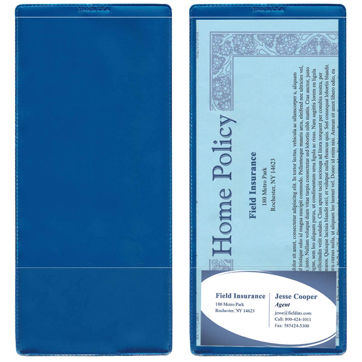StoreSMART - Plastic Policy/Lotto Ticket Holders with Business Card Pocket - Single Unit - INS30-MB-1 Metallic Blue