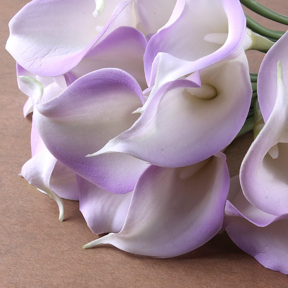 Calla Lily Bridal Wedding Bouquet 20 head Latex Real Touch Flower Bouquets KC55 Purple