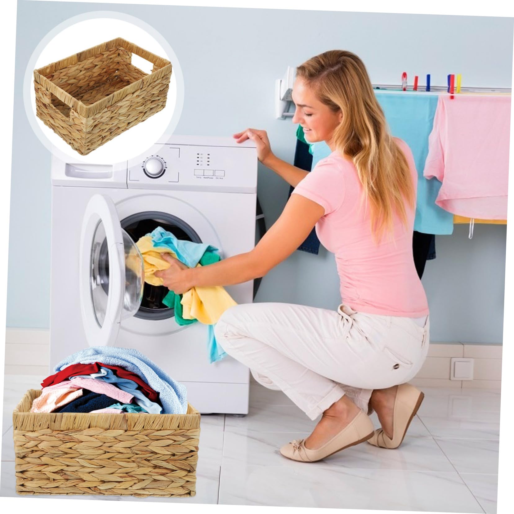 MAGICLULU Geflochtener Aufbewahrungskorb aus Multifunktionaler Schreibtischkorb Organizer für Kleinigkeiten Dekorativer Korb für Wohnzimmer und Badezimmer