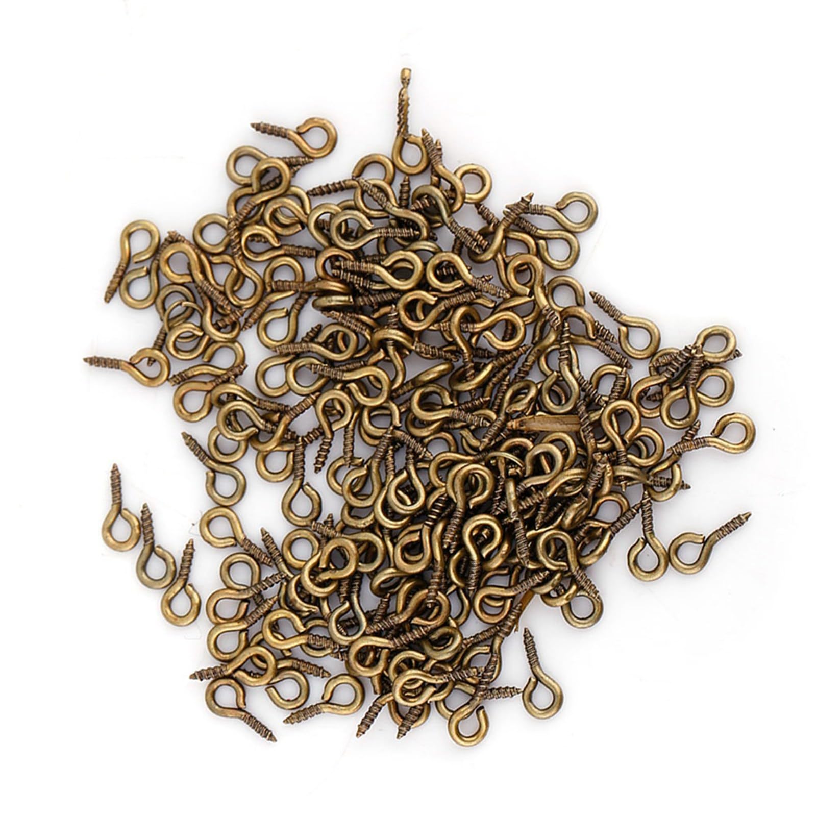 200Pcs Bag Thread Eye Pins, Eye Hooks Jewelry Findings Eyepins Alloy Thread Screw Mini Metal Hoop Peg Eye Pins Hooks for Resin Craft Bracelets Necklaces Earrings (Bronze)