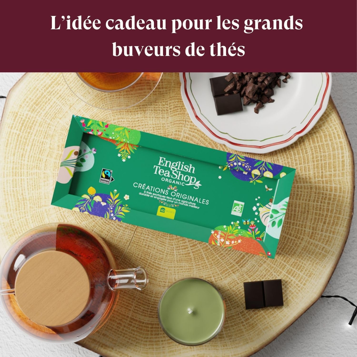 English Tea Shop – Coffret thés bio Créations Originales – 5 recettes exotiques dans une boîte de 40 sachets – Coffret cadeau à offrir
