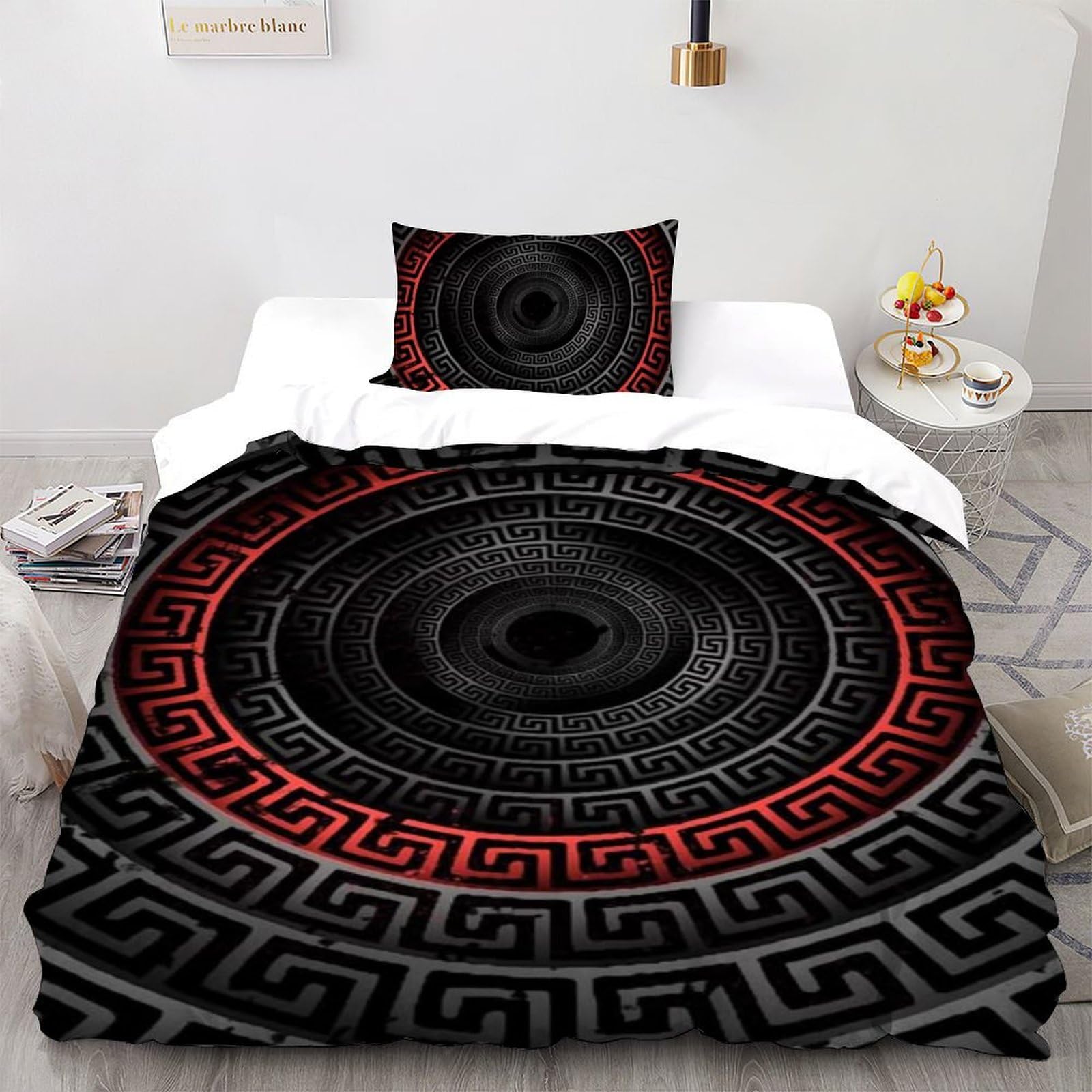 Housse de couette fermeture éclair imprimé 3D microfibre Totem Bedding
