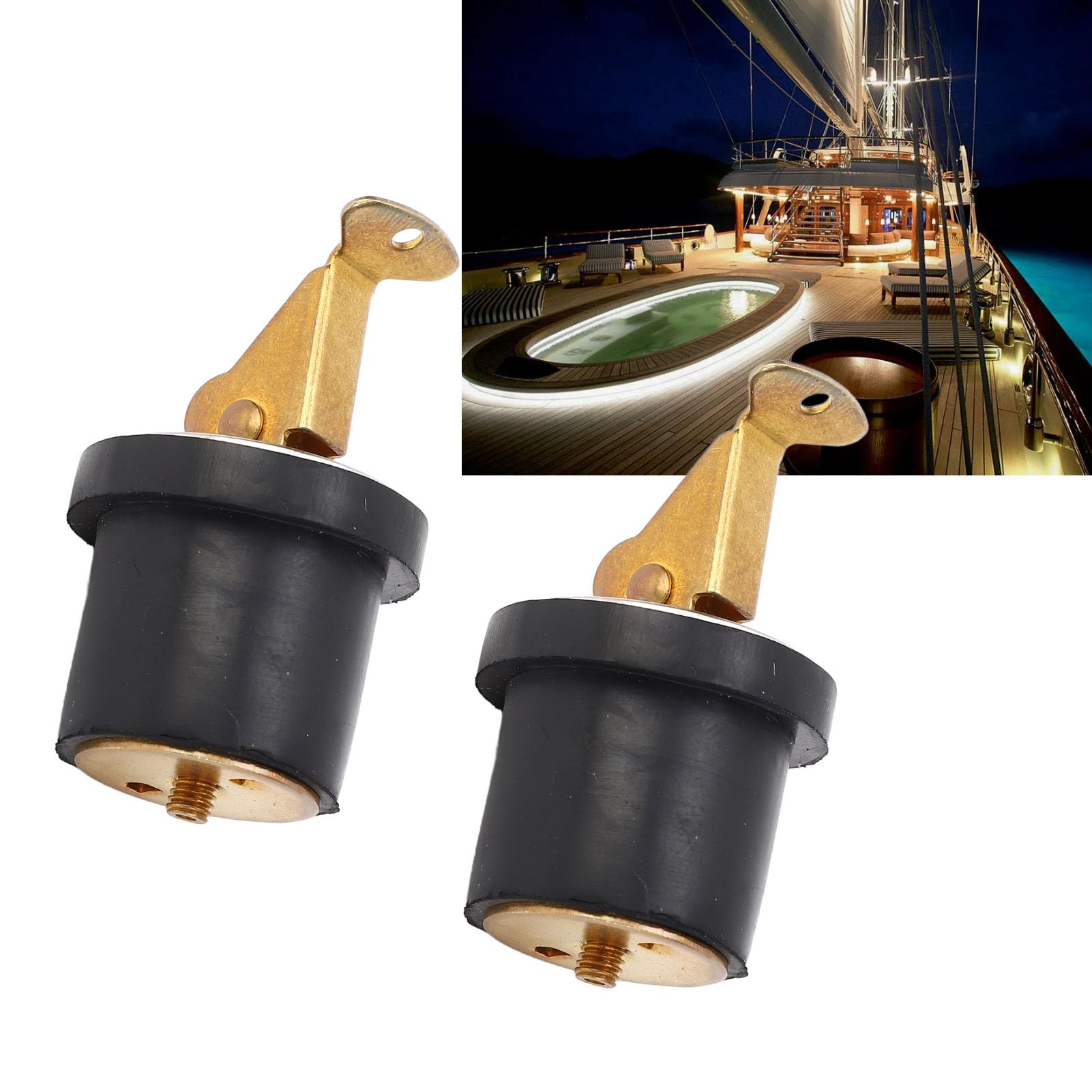 Bouchon de Vidange en Laiton Marine, 19mm, 2 Pièces, Construction Durable, Joint Étanche, pour Bateaux et Yachts