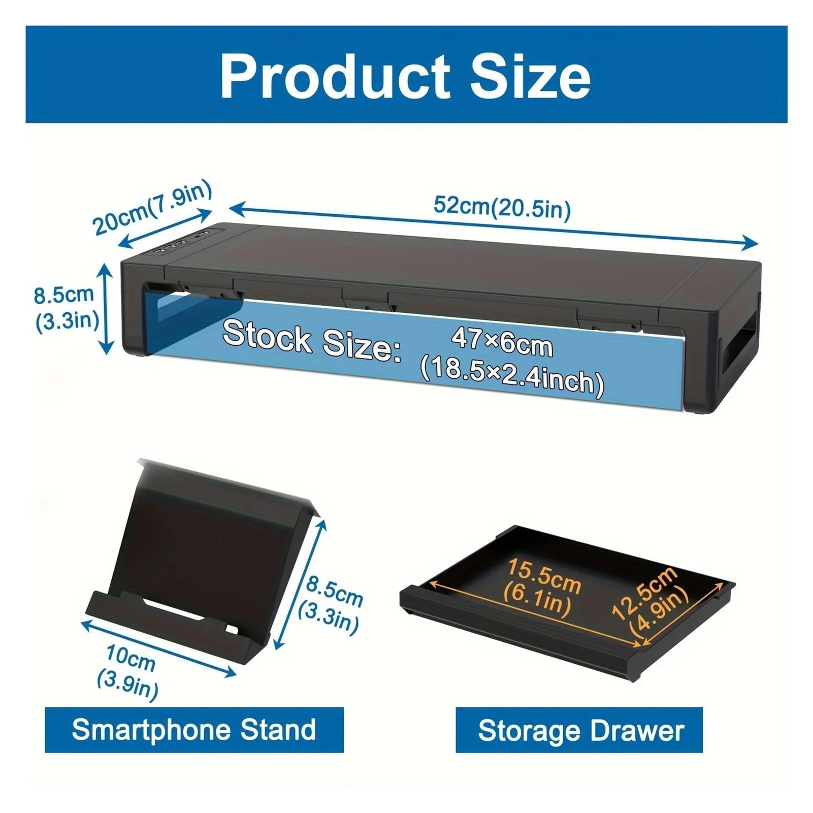 Soporte elevador de monitor ajustable con soporte for cajón