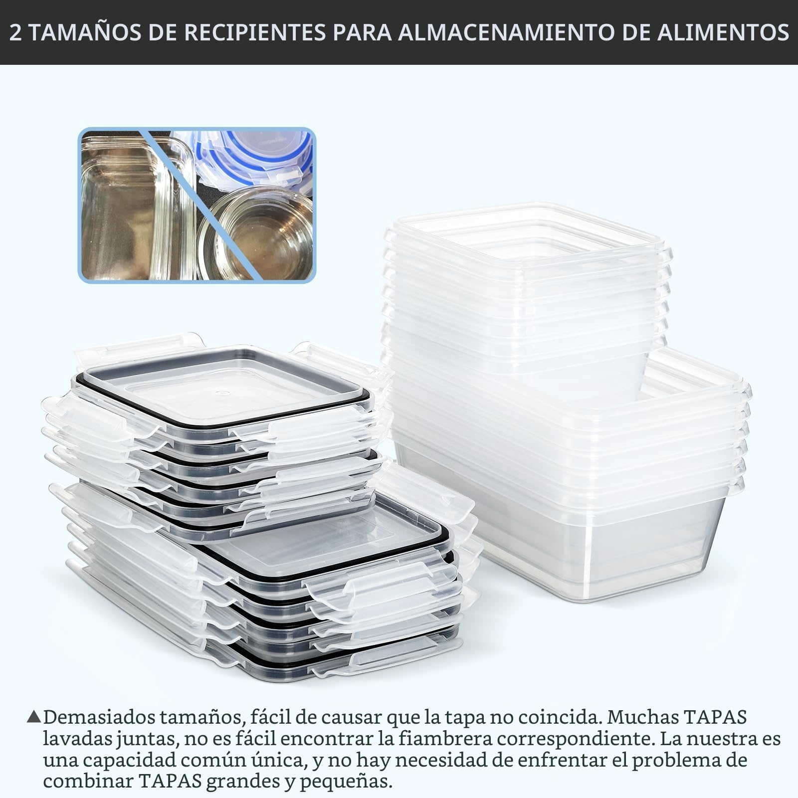 Hibisaws 12 recipientes herméticos con tapa, recipientes para congelador, cajas de comida, sin BPA y 100% herméticos, transparentes, 6 x 1 l y 6 x 0,5 l, cajas para preparar comida