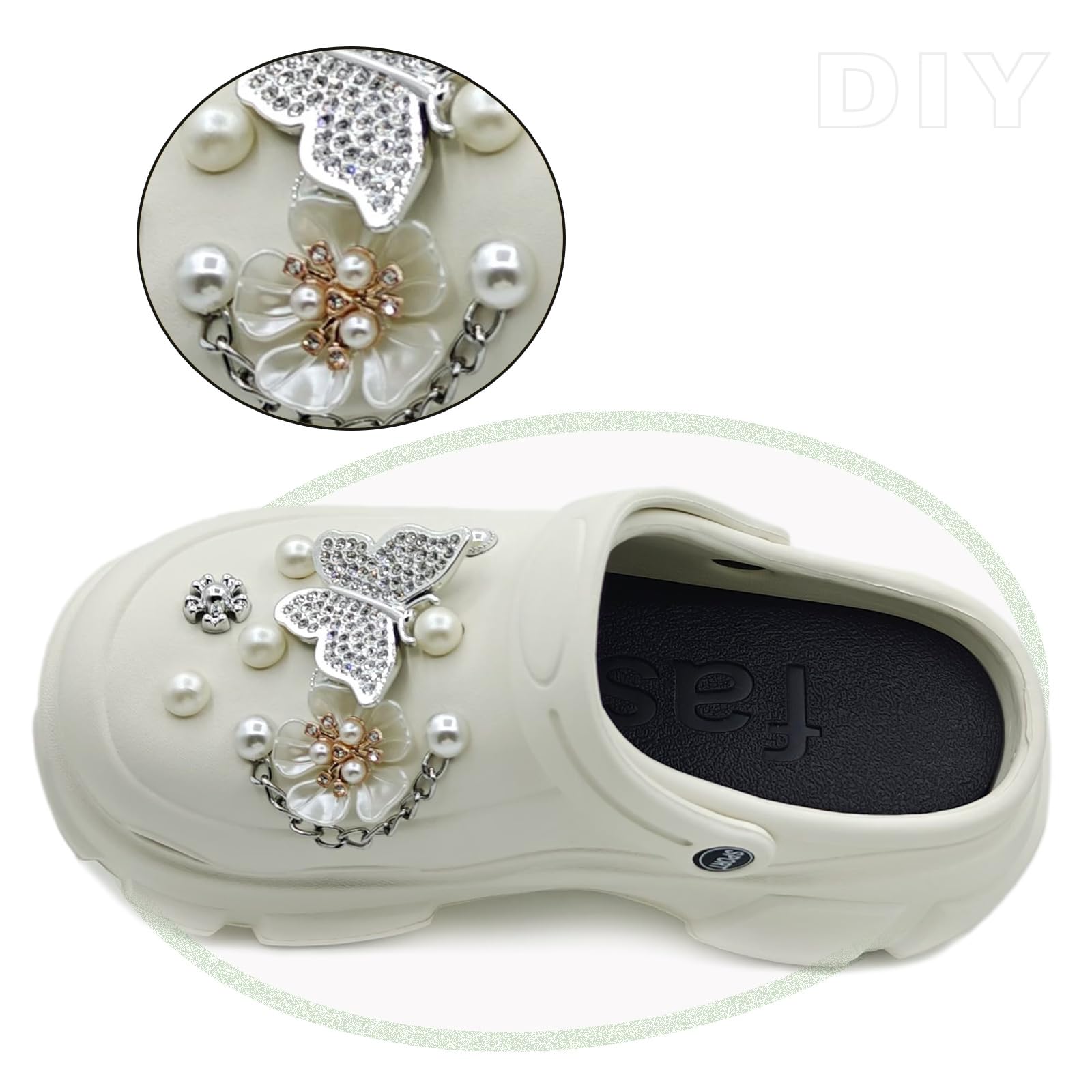 Solaud Donna Piattaforma Zoccoli Moda Accessori Decorativi Morbidi Comodi Leggeri Antiscivolo Spessa Aumentano l'altezza Modello Slip-on Spiaggia Piscina Giardino Sandali