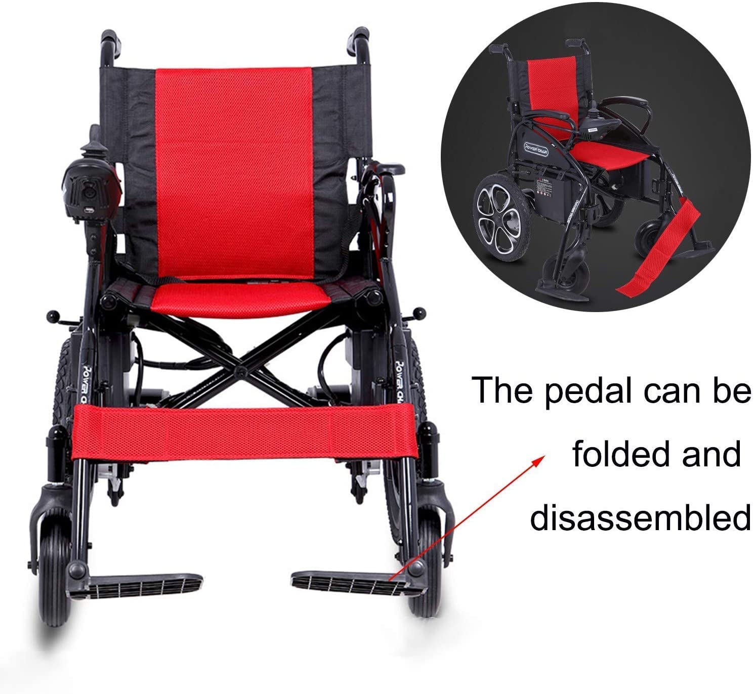 MU Heavy Sedie a Rotelle Elettrica, Sedie a Rotelle Elettriche Pieghevole e Luce, 360; con Porta Usb Di Ricarica Joystick, Peso 100Kg