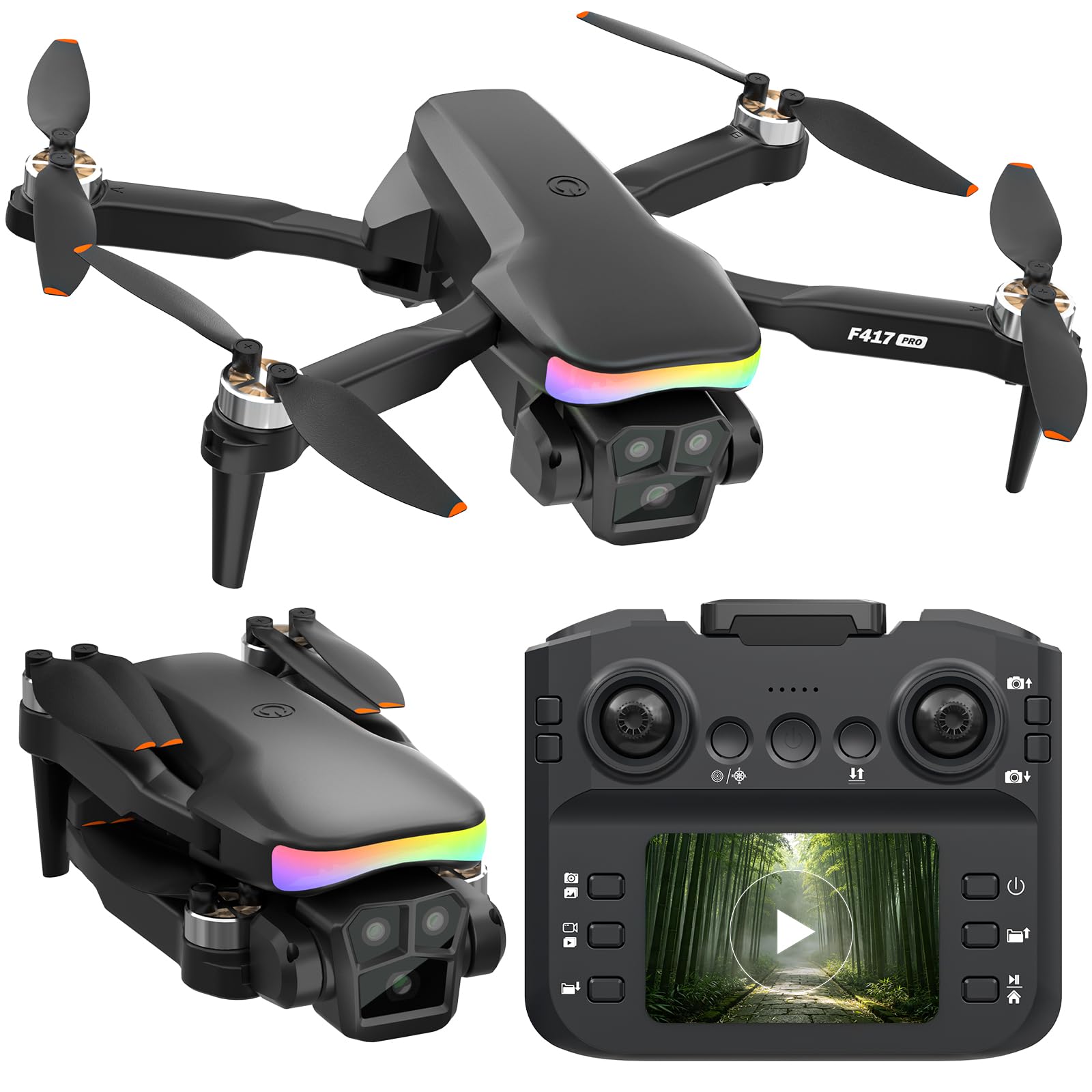 F417PRO Mini Drone con Telecamera HD Regolabile, Telecomando a Schermo LCD, Motore Brushless, Ricarica Rapida Type‑C, Giocattolo Drone per Principianti Bambini Adulti, Regali per Ragazzi Ragazze