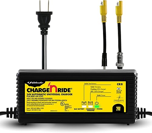 Schumacher Electric 24 Volt Universal Battery Charger for Ride on Toys - Charge 'N Ride CR8-1.5 Amp, Fully Automatic - Compatible with Dynacraft and