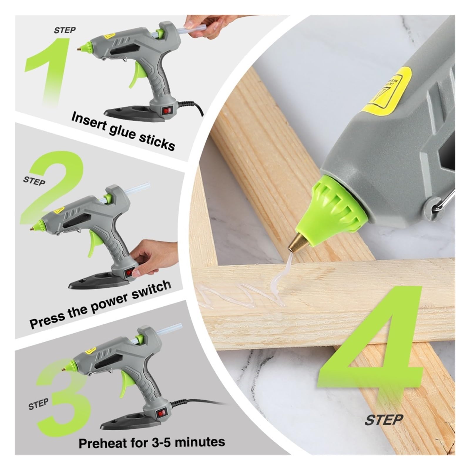 60W Pistolet Do Klejenia Na Gorąco Szybkie Podgrzewanie Narzędzie Grzewcze Z 20 Szt. Kleju W Sztyfcie 10CM Dla Domu DIY Narzędzia Gospodarstwa Domowego Narzędzia Ręczne Szerokie Zastosowanie