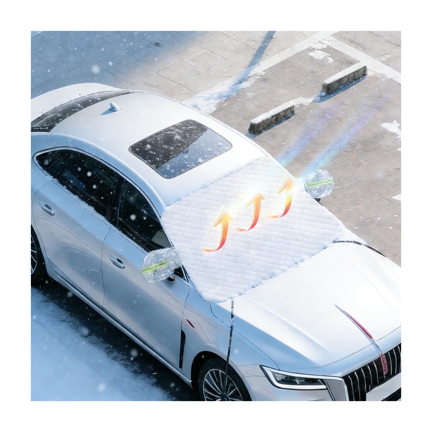 Car Windshield Snow Covers for Maruti 800 1985-2013, Winter Frost Protection Half Shield Reflective Strips Elastic Strap All Weather Accessories