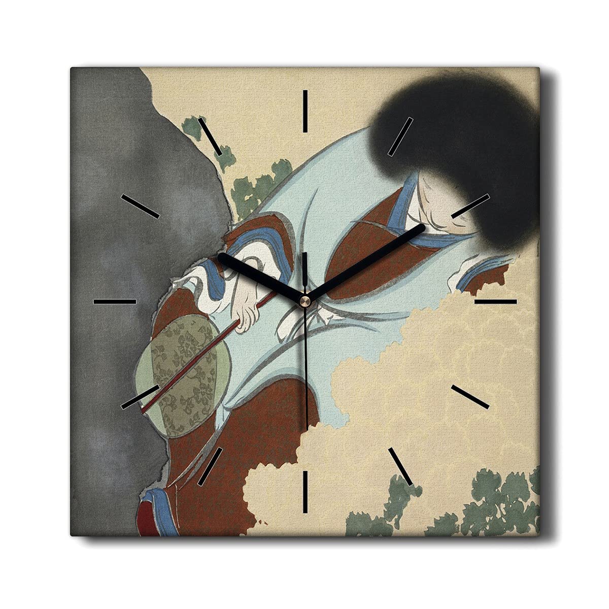 Horloge sur Toile Sans Tic-Tac Décoration Murale Salon Kimono 30x30