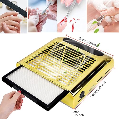 Miniatura 4 de CoFashion - Colector de polvo de succión de uñas, colector de polvo de uñas de 80 W para uñas acrílicas, extractor profesional de polvo de uñas,