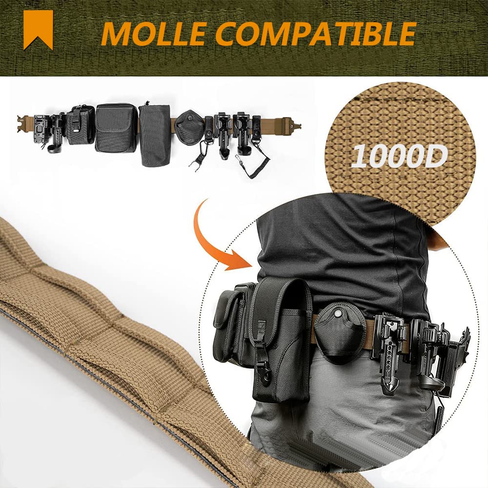 TWINFALCONS Cinturón Táctico Doble Capa MOLLE,Cintura interior con velcro Battle Belt de Militares de Corte láser Cinturones Airsoft CS Para Hombres