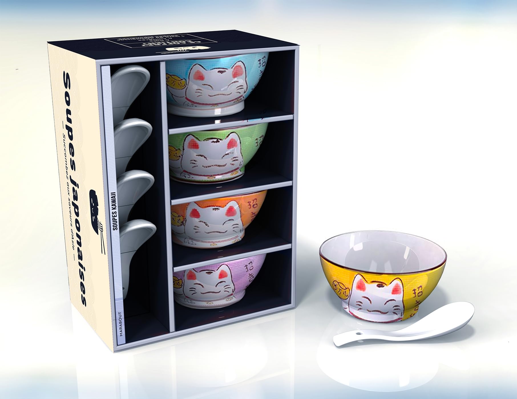 Coffret soupes japonaises: Contient : 4 bols, 4 cuillères et 1 livre de recettes: 13682