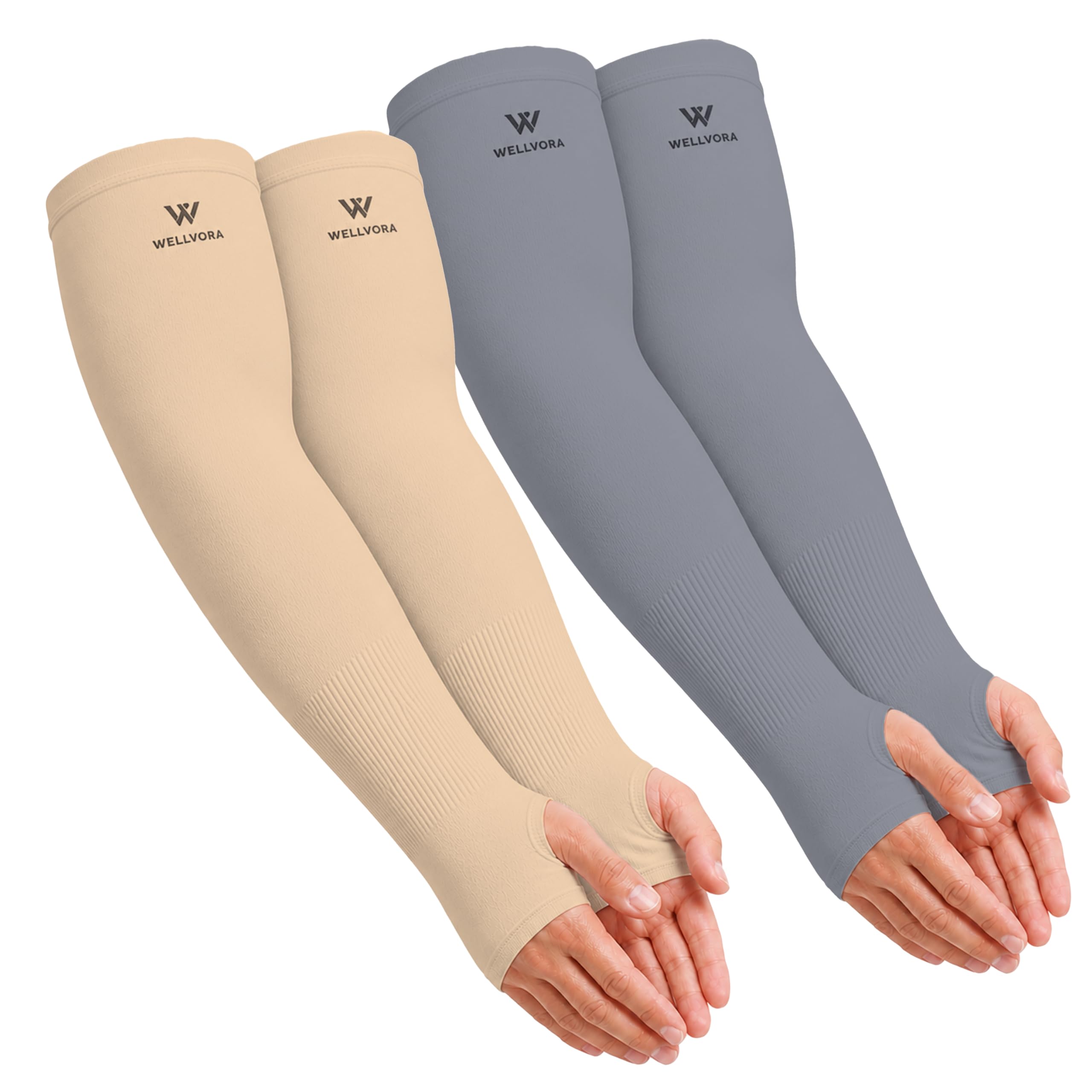 UV Protection Arm Sleeves with Thumb Holes, Nylon Sun Protection Hand Cover for Running and Cycling, Unisex-picture-31