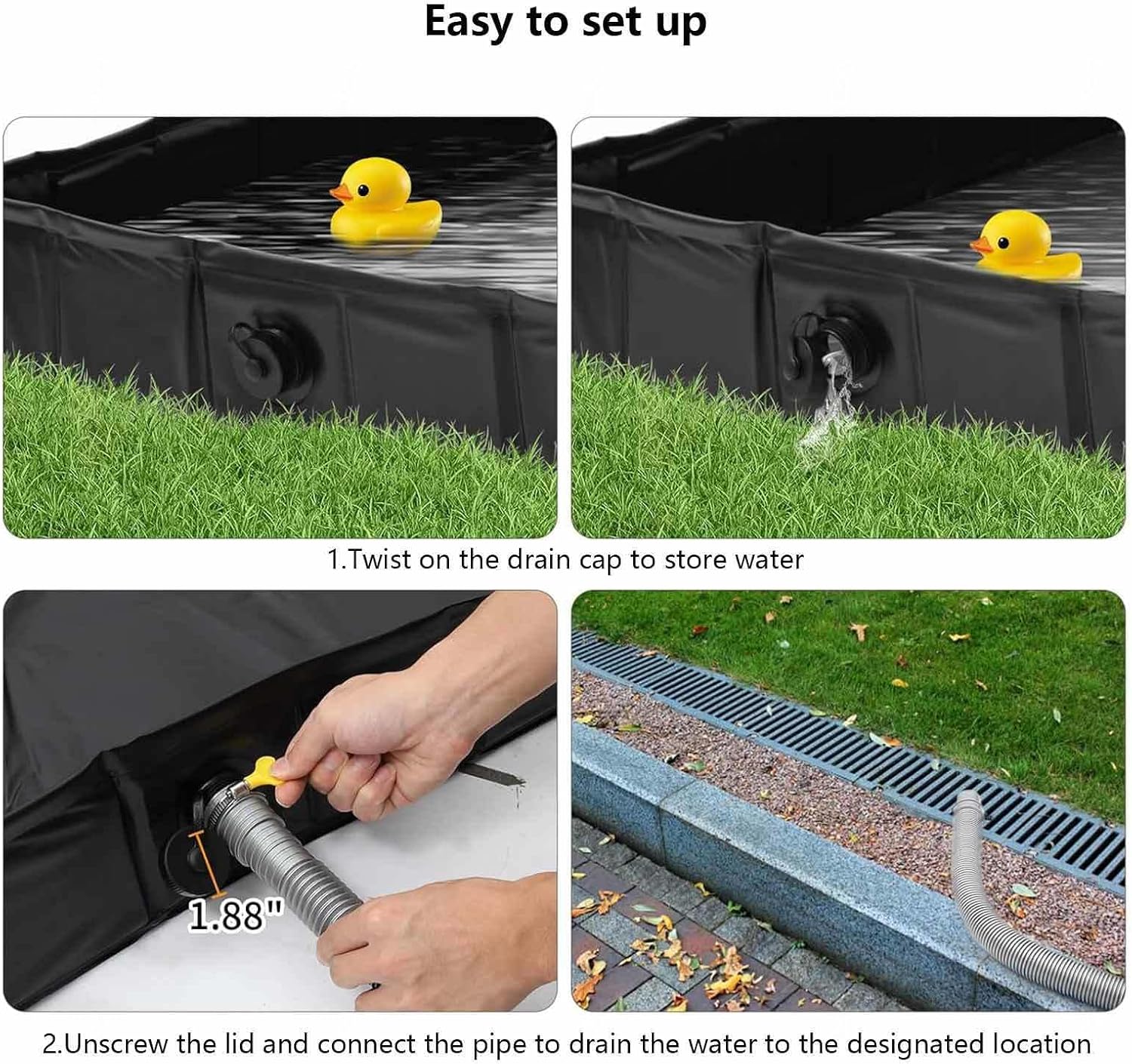 Rv Shower Pan, with Drain Pipe Outdoor Shower Base, Collapsible Outside Shower Enclosure for Camping Beach Outdoor Shower