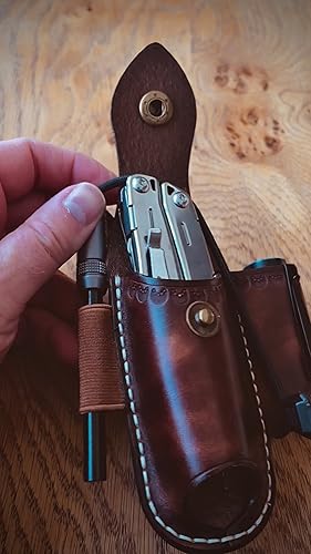VIPERADE PJ36 multitool schede lederen schede, EDC tas organizer voor heren voor Leatherman multitool, zaklamphouder en pennenhouder, EDC riemorganizer met sleutelhouder