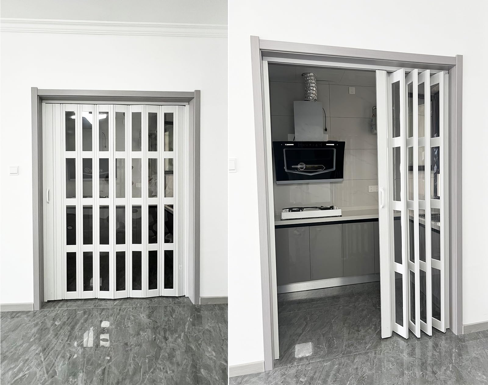 Accordion Folding Doors Interior Extra Wide, Wood Grain PVC \u0026 Acrylic  Accordion Door For Laundry Room, Closet, Bathroom Shower, Sliding Room  Divider(62x80in(157x203cm, image size:1601x1263