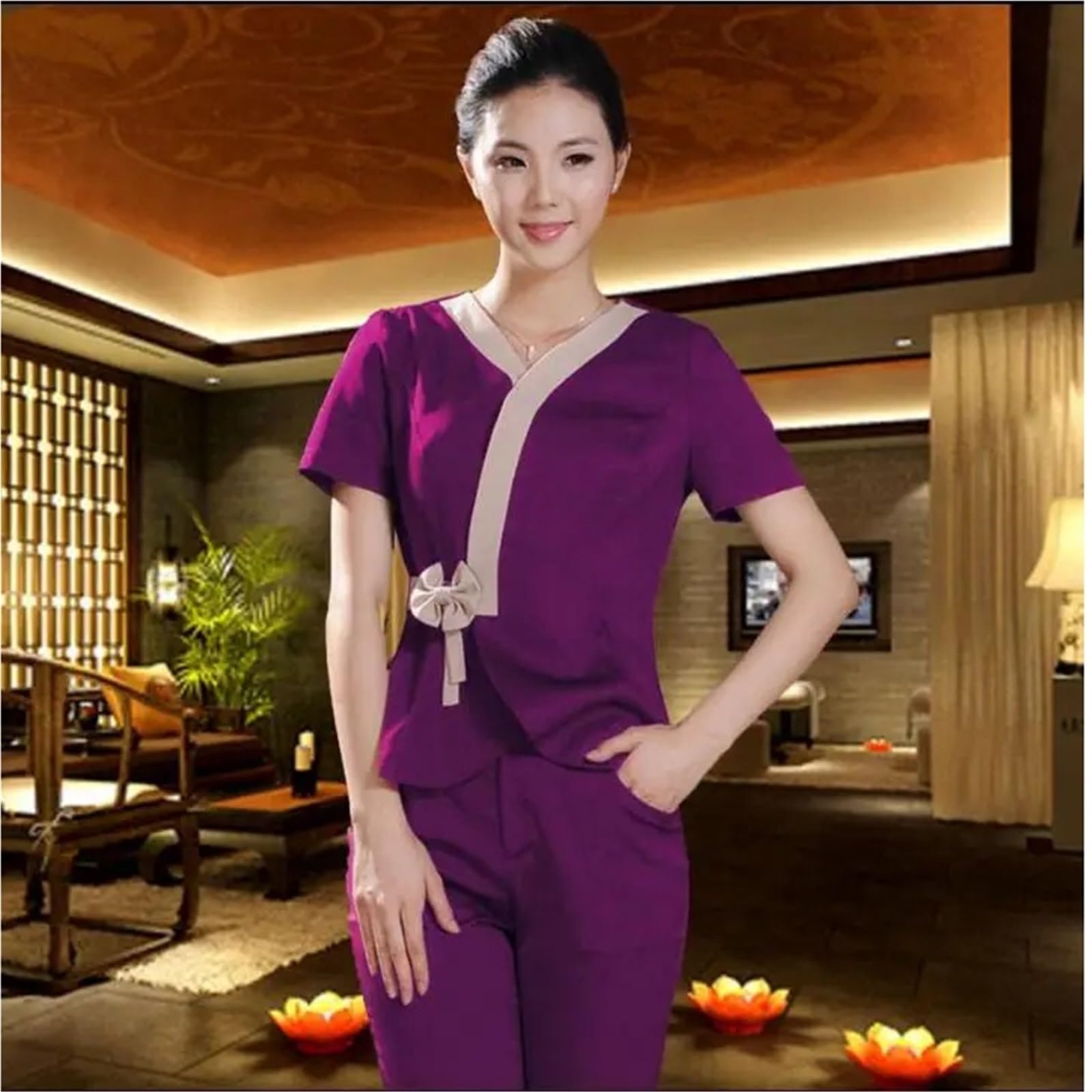 Indumenti per Infermieri Divise da Massaggio for Donne, Salone di Bellezza, Spa, Lavoro, Pantaloni, Estetista