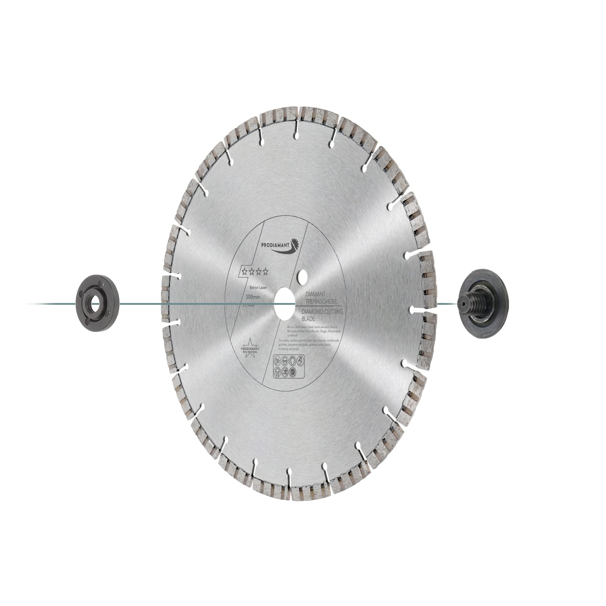 PRODIAMANT Disco de Corte Diamantado Premium Láser Hormigón 300 mm x 25,4 mm - Soldadura Láser, corte profesional Hormigón y Cemento, Máxima Seguridad y Duración, apto para Sierra de Pavimento