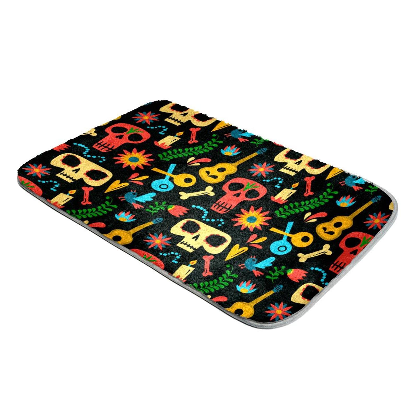 Tapis à poils longs fausse fourrure salon motif tête de mort pour ambiance rock