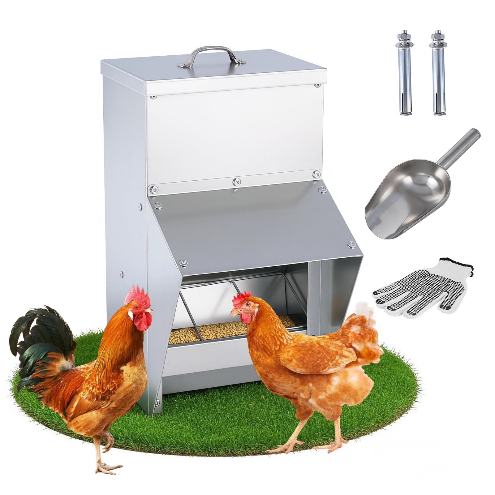 BAOSHISHAN Comedero automático para pollos | Comedero de pared 10 kg con tapa para pollos, patos y gansos