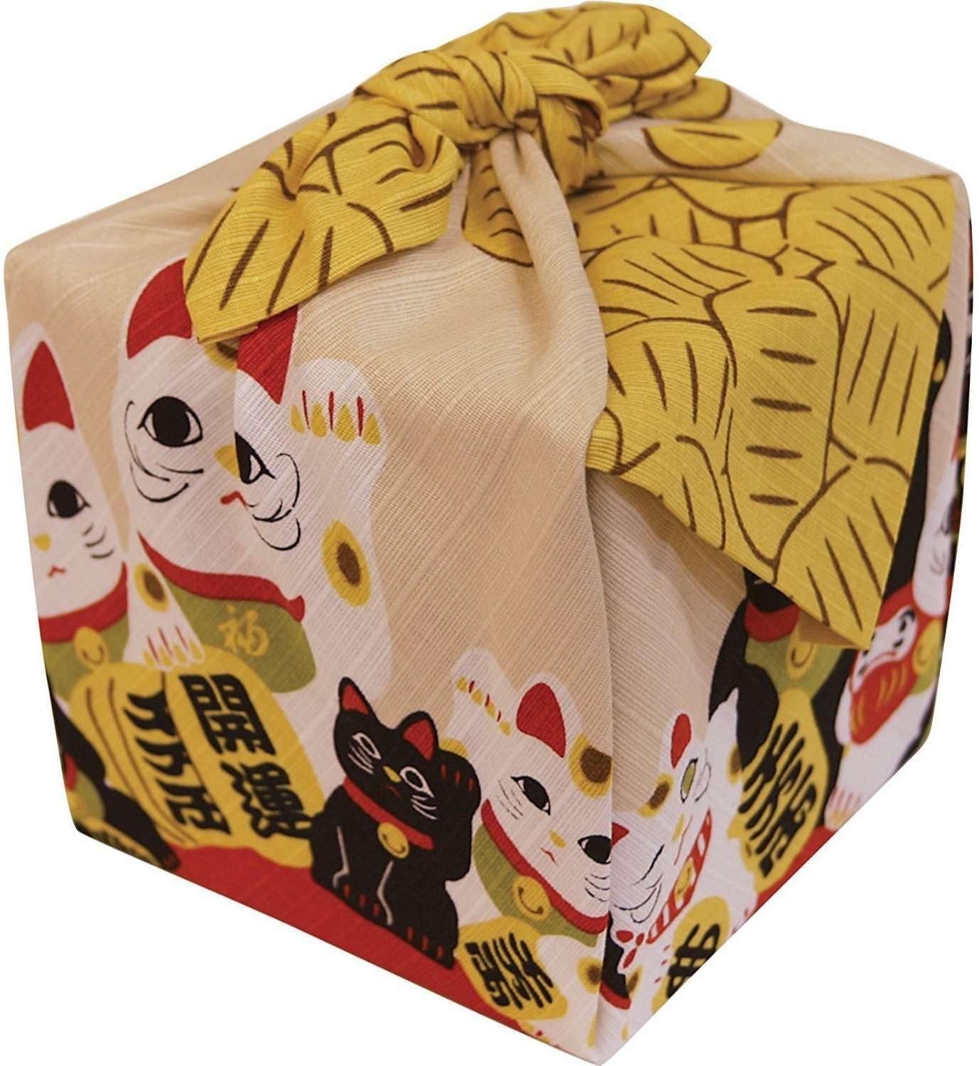 Furoshiki Japanese Wrapping Cloth, Large Size 27.6x27.6 Inch 70cm Reusable Gift Wrap, Eco-Friendly Fabric for Bento Bag, Wine Bottle, Table Decor Washable & Wrinkle Resistant (Moon Dancing Rabbit)