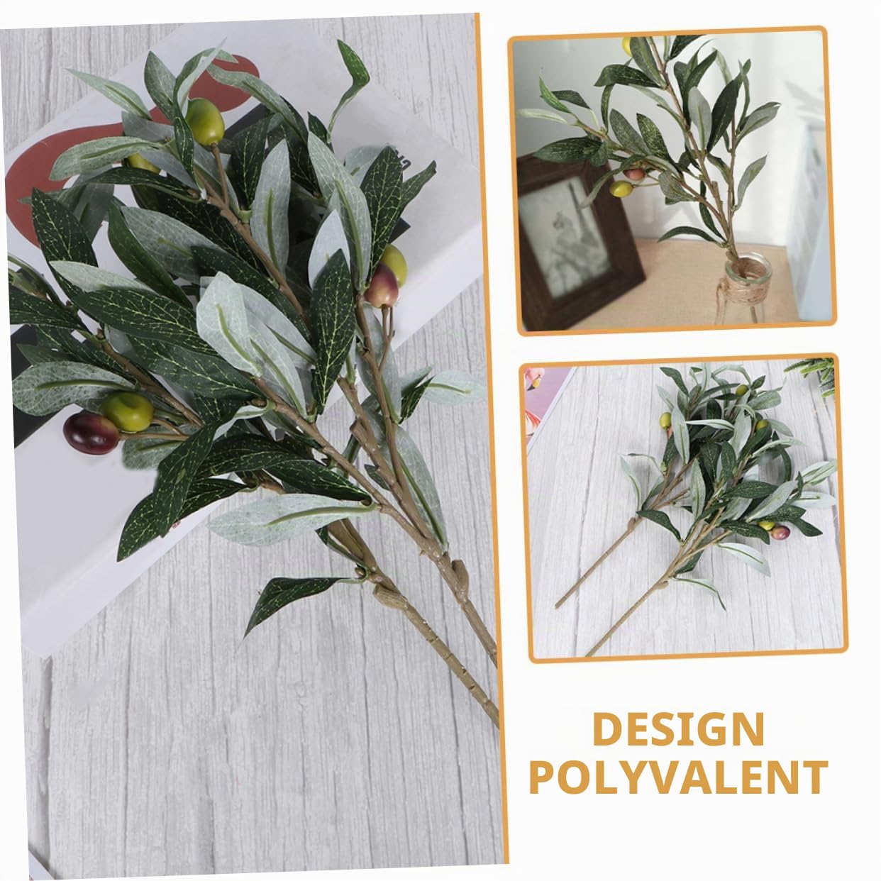 Zerodeko Branches D'Olivier Artificielles 15 Tiges De Plante en Plastique pour Décor De Bureau Maison Fenêtre De Boutique Mur Et Mariage Accessoire De Décoration Intérieure