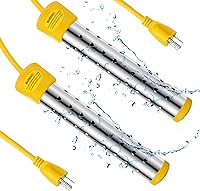 Treela 2-Pack 1500W Portable Immersion Water Heater - Submersible 304 SS for Bathtubs, Buckets, Pools - Heats 5 Gallons in Minutes (Yellow)