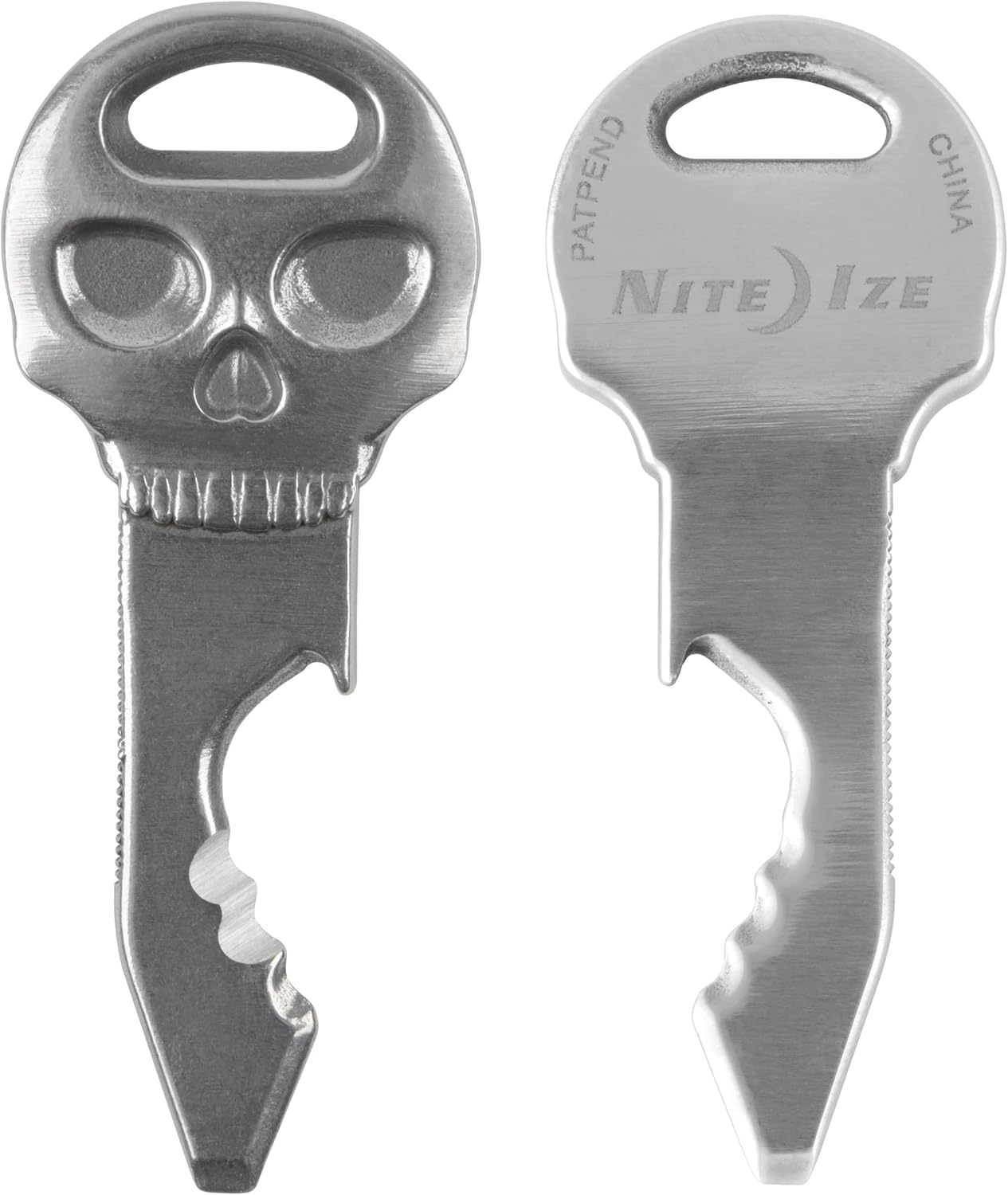 Nite Ize DoohicKey SkullKey Key Tool - Durable Keychain - Multipurpose with Bottle Opener, File, Serrated Edge, Scoring Point & Screwdriver - Travel & Airport-Friendly Multi Tool - 2 Pack