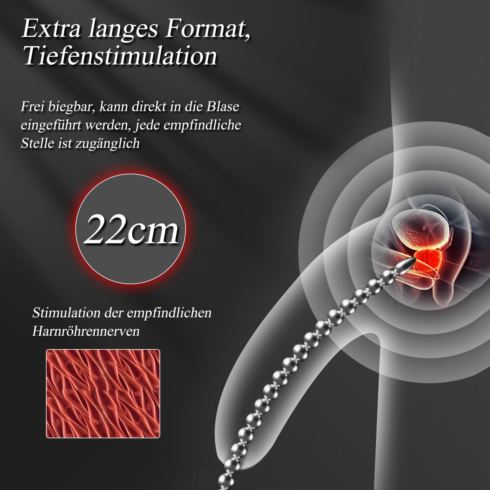 Dilatador uretral BDSMJOY de acero inoxidable de 245 mm, dilatadores uretrales flexibles para hombres, tapón para el pene, juguete sexual para estimulación de próstata (Φ10mm)